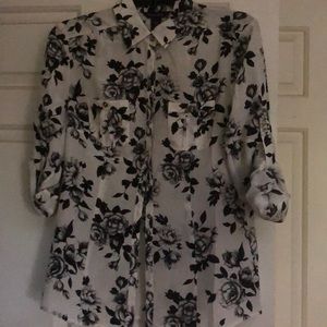 WHBM Silk Flowered button up